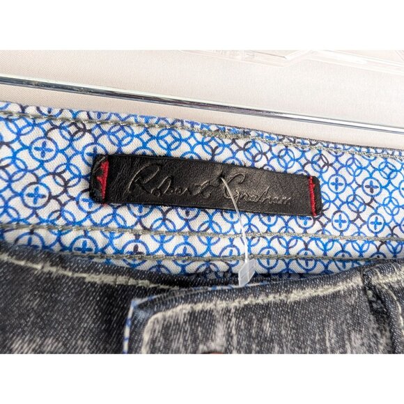 Robert Graham Jeans Mens 34x31 Charcoal Distressed Acid Wash Denim - Picture 6 of 10